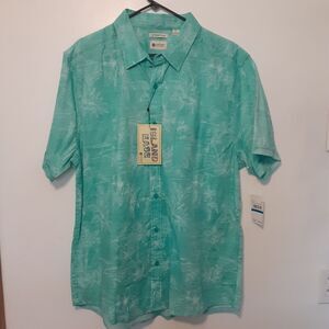 Haggar Men’s XL Short Sleeve Button-Down Island Ease Stretch Shirt Hawaiian EUC